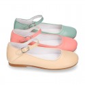 Fashion girl SOFT nappa leather Mary Janes with buckle fastening.