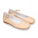 Fashion girl SOFT nappa leather Mary Janes with buckle fastening.