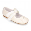 Girl PEARL nappa leather little Mary Jane shoes angel style.