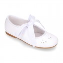 Girl PEARL nappa leather little Mary Jane shoes angel style.