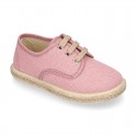 LINEN canvas kids Bamba type espadrille shoes with laces.