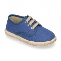 LINEN canvas kids Bamba type espadrille shoes with laces.