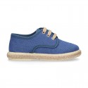 LINEN canvas kids Bamba type espadrille shoes with laces.