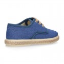 LINEN canvas kids Bamba type espadrille shoes with laces.