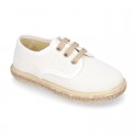 LINEN canvas kids Bamba type espadrille shoes with laces.