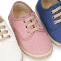 LINEN canvas kids Bamba type espadrille shoes with laces.