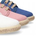 LINEN canvas kids Bamba type espadrille shoes with laces.