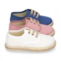 LINEN canvas kids Bamba type espadrille shoes with laces.