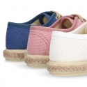 LINEN canvas kids Bamba type espadrille shoes with laces.