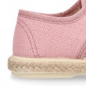 LINEN canvas kids Bamba type espadrille shoes with laces.