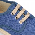 LINEN canvas kids Bamba type espadrille shoes with laces.