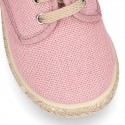 LINEN canvas kids Bamba type espadrille shoes with laces.