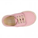 LINEN canvas kids Bamba type espadrille shoes with laces.