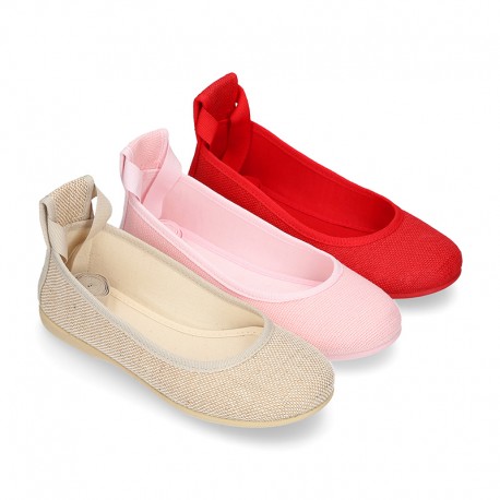 LINEN Canvas ballet flat shoes dancer style.