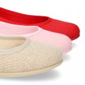 LINEN Canvas ballet flat shoes dancer style.