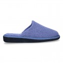 Terry cloth Home shoes with open heel design.