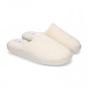 Terry cloth Home shoes with open heel design.