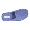 Terry cloth Home shoes with open heel design.