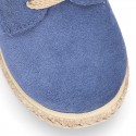 Suede leather kids Laces up style espadrille shoes.