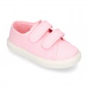 Cotton Canvas kids Sneaker laceless in pastel colors.