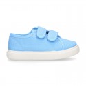 Cotton Canvas kids Sneaker laceless in pastel colors.