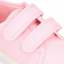 Cotton Canvas kids Sneaker laceless in pastel colors.