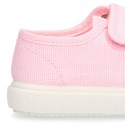 Cotton Canvas kids Sneaker laceless in pastel colors.