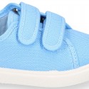 Cotton Canvas kids Sneaker laceless in pastel colors.