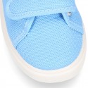 Cotton Canvas kids Sneaker laceless in pastel colors.