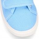 Cotton Canvas kids Sneaker laceless in pastel colors.