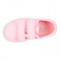 Cotton Canvas kids Sneaker laceless in pastel colors.