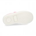 Cotton Canvas kids Sneaker laceless in pastel colors.