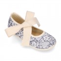 LINEN canvas kids Bamba type espadrille shoes with laces.