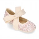 LINEN canvas kids Bamba type espadrille shoes with laces.