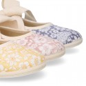 LINEN canvas kids Bamba type espadrille shoes with laces.