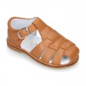 Soft Nappa leather kids Sandal shoes in COWHIDE color.