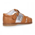 Soft Nappa leather kids Sandal shoes in COWHIDE color.