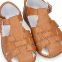 Soft Nappa leather kids Sandal shoes in COWHIDE color.