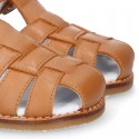 Soft Nappa leather kids Sandal shoes in COWHIDE color.