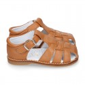 Soft Nappa leather kids Sandal shoes in COWHIDE color.