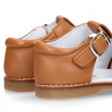 Soft Nappa leather kids Sandal shoes in COWHIDE color.