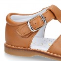 Soft Nappa leather kids Sandal shoes in COWHIDE color.