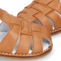 Soft Nappa leather kids Sandal shoes in COWHIDE color.