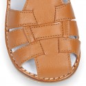 Soft Nappa leather kids Sandal shoes in COWHIDE color.