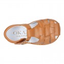 Soft Nappa leather kids Sandal shoes in COWHIDE color.