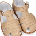 Soft Nappa leather kids Sandal shoes with buckle fastening.