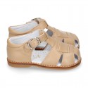 Soft Nappa leather kids Sandal shoes with buckle fastening.