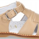 Soft Nappa leather kids Sandal shoes with buckle fastening.