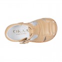 Soft Nappa leather kids Sandal shoes with buckle fastening.