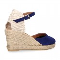 Women Wedge soft cotton canvas sandal espadrille shoes.